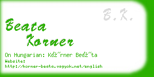 beata korner business card